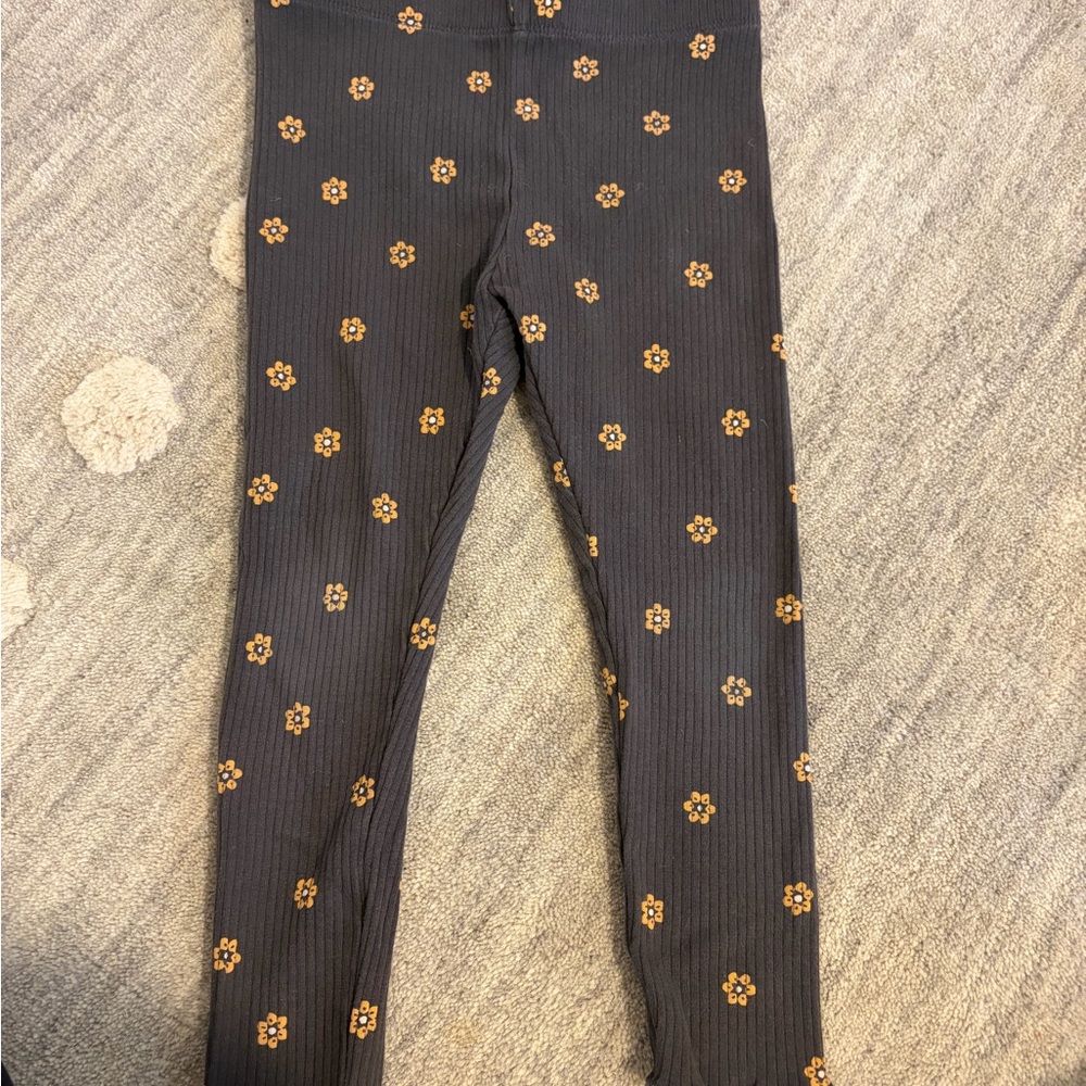Charming Kids Leggings with Gold Floral Design
